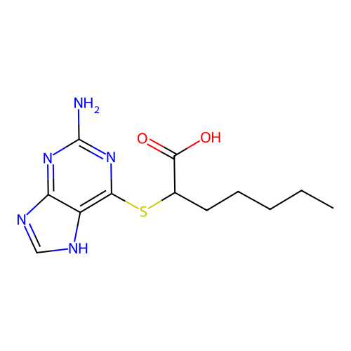 2-[(2-amino-7H-purin-6-yl)sulfanyl]heptanoic Acid structure