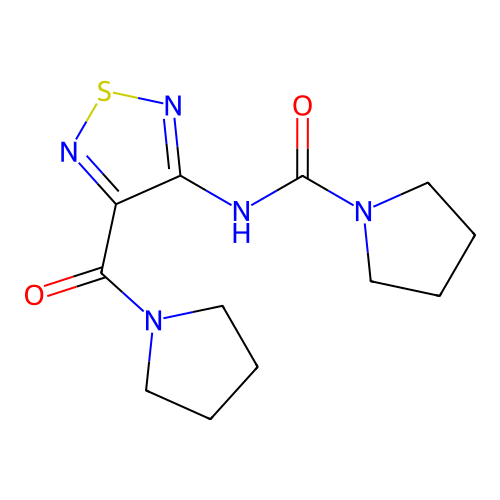 N-[4-(pyrrolidine-1-carbonyl)-1,2,5-thiadiazol-3-yl]pyrrolidine-1-carboxamide structure