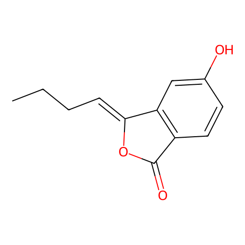 (3Z)-3-butylidene-5-hydroxy-2-benzofuran-1-one structure