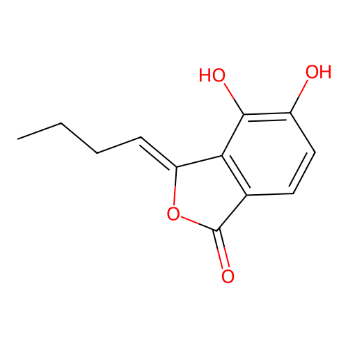 (3Z)-3-butylidene-4,5-dihydroxy-2-benzofuran-1(3H)-one structure