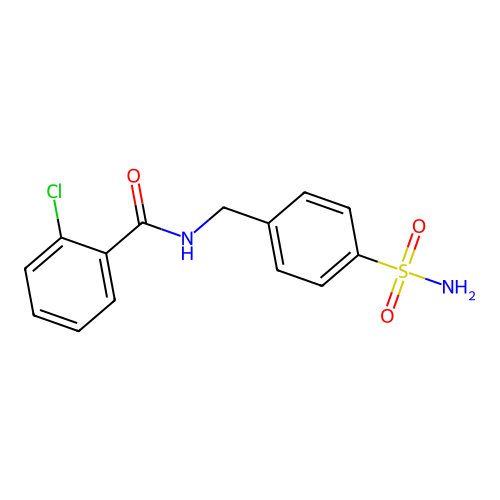 2-chloro-N-[(4-sulfamoylphenyl)methyl]benzamide structure