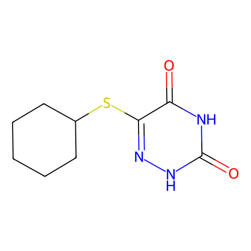 6-cyclohexylsulfanyl-2H-1,2,4-triazine-3,5-dione structure