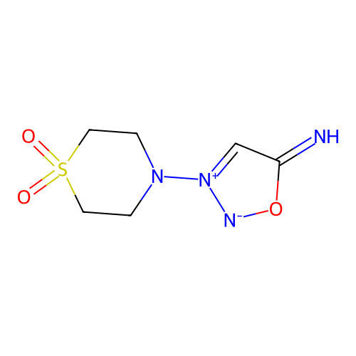 3-(1,1-Dioxo-1,4-thiazinan-4-yl)-1-oxa-3-azonia-2-azanidacyclopent-3-en-5-imine structure
