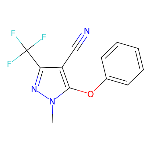 1-methyl-5-phenoxy-3-(trifluoromethyl)-1H-pyrazole-4-carbonitrile structure