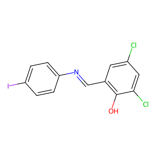 2,4-Dichloro-6-{[(4-iodophenyl)imino]methyl}phenol structure