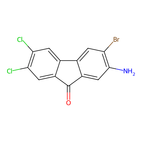 2-amino-3-bromo-6,7-dichloro-9H-fluoren-9-one structure