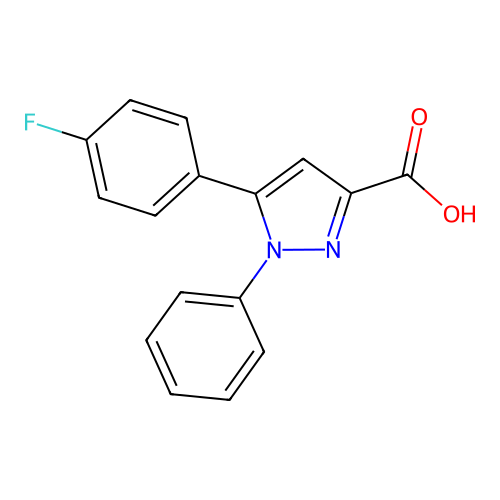 5-(4-fluorophenyl)-1-phenyl-1H-pyrazole-3-carboxylic acid structure