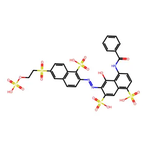(6E)-4-benzamido-5-oxo-6-[[1-sulfo-6-(2-sulfooxyethylsulfonyl)naphthalen-2-yl]hydrazinylidene]naphthalene-1,7-disulfonic acid structure