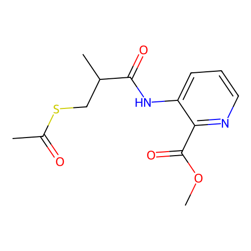 Methyl 3-(2-acetylthiomethyl-propionamido)-picolinate structure