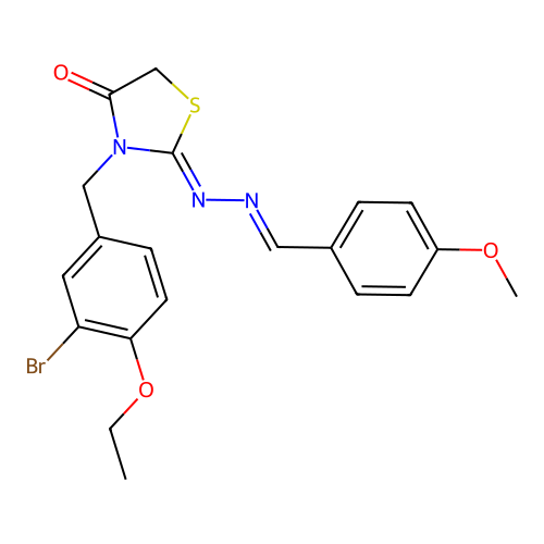 (Z)-3-(3-bromo-4-ethoxybenzyl)-2-((E)-(4-methoxybenzylidene)hydrazono)thiazolidin-4-one structure