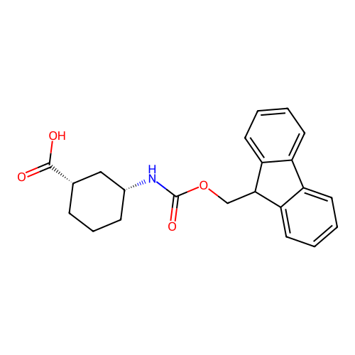 (1S,3R)-3-(9H-fluoren-9-ylmethoxycarbonylamino)cyclohexane-1-carboxylic acid structure