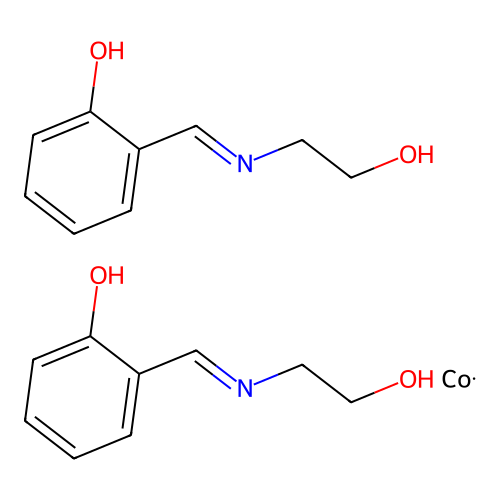 Cobalt;bis(2-(2-hydroxyethyliminomethyl)phenol) structure