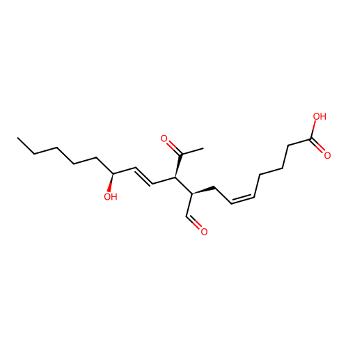 (5Z,8R,9R,10E,12S)-9-Acetyl-8-formyl-12-hydroxy-5,10-heptadecadienoic acid structure