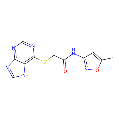 N-(5-methyl-1,2-oxazol-3-yl)-2-(7H-purin-6-ylsulfanyl)acetamide structure