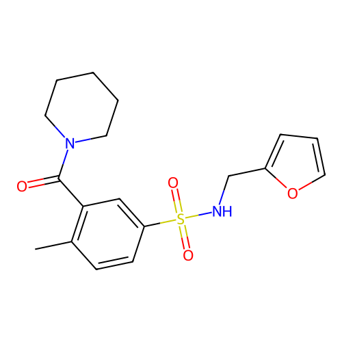 N-(furan-2-ylmethyl)-4-methyl-3-(piperidin-1-ylcarbonyl)benzenesulfonamide structure