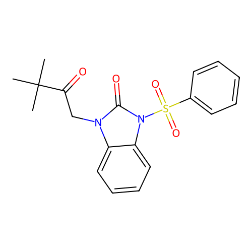 1-(3,3-dimethyl-2-oxobutyl)-3-(phenylsulfonyl)-1H-benzo[d]imidazol-2(3H)-one structure