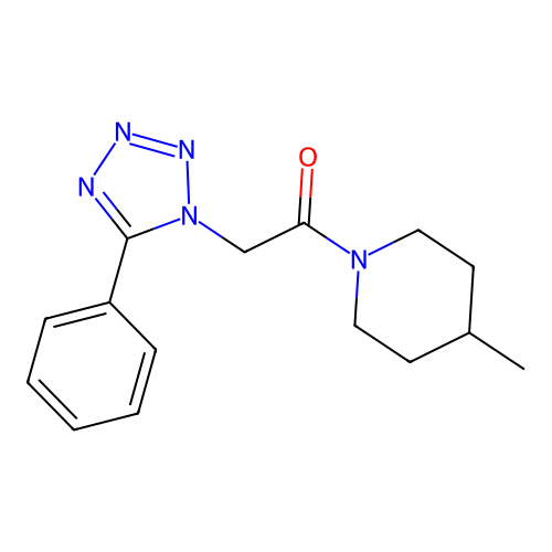 4-methyl-1-[(5-phenyl-1H-tetraazol-1-yl)acetyl]piperidine structure
