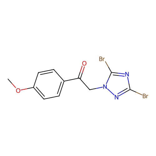 2-(3,5-dibromo-1H-1,2,4-triazol-1-yl)-1-(4-methoxyphenyl)ethanone structure