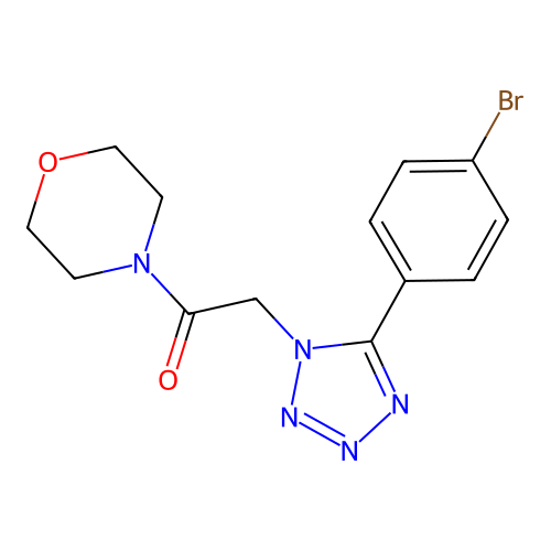 4-{[5-(4-bromophenyl)-1H-tetraazol-1-yl]acetyl}morpholine structure