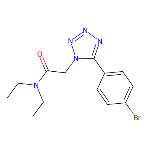 2-[5-(4-bromophenyl)-1H-tetraazol-1-yl]-N,N-diethylacetamide structure