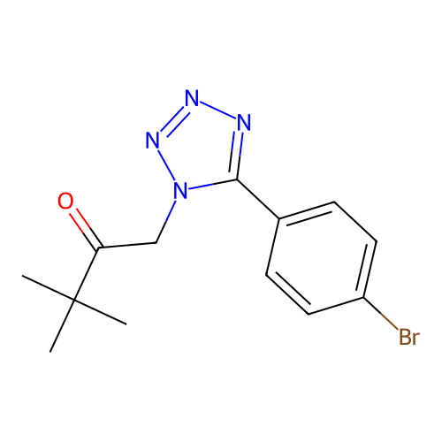 1-[5-(4-bromophenyl)-1H-tetrazol-1-yl]-3,3-dimethylbutan-2-one structure