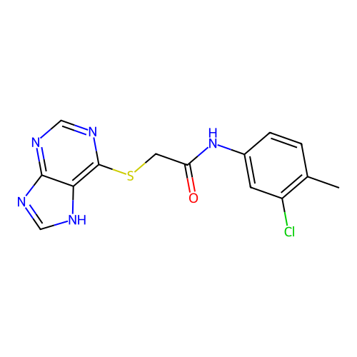 N-(3-chloro-4-methylphenyl)-2-(9H-purin-6-ylsulfanyl)acetamide structure