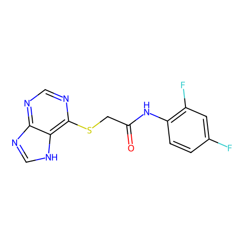N-(2,4-difluorophenyl)-2-(7H-purin-6-ylsulfanyl)acetamide structure