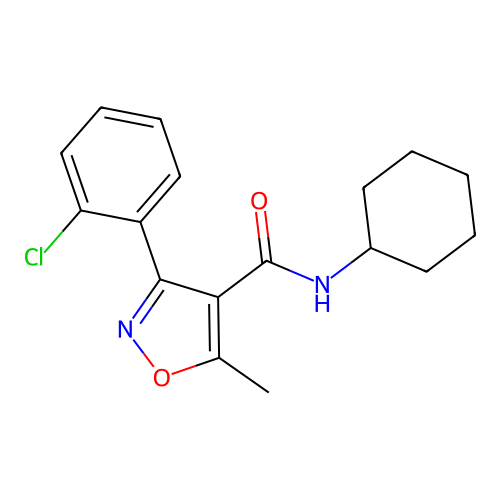 3-(2-chlorophenyl)-N-cyclohexyl-5-methyl-1,2-oxazole-4-carboxamide structure