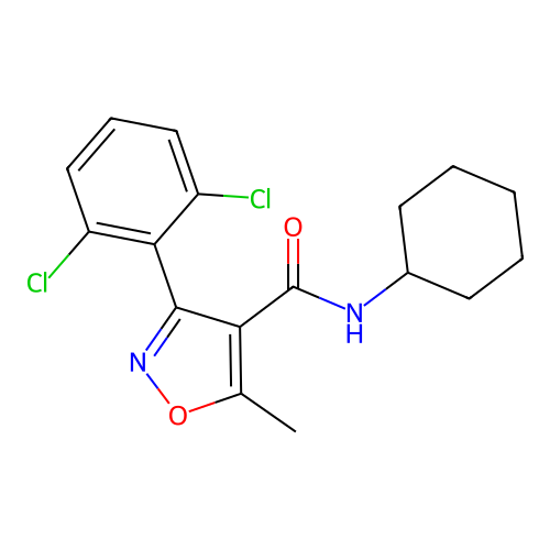 N-cyclohexyl-3-(2,6-dichlorophenyl)-5-methyl-1,2-oxazole-4-carboxamide structure