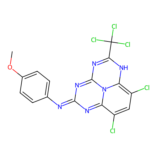 2-(p-anisidino)-7,9-dichloro-5-trichloromethyl-1,3,4,6,9b-pe structure