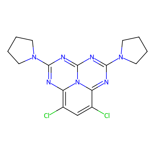 7,9-dichloro-2,5-bis(1-pyrrolidino)-1,3,4,6,9b-pentaazaphena structure