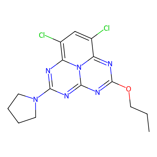 7,9-dichloro-2-(1-propoxy)-5-(1-pyrrolidino)-1,3,4,6,9b-pent structure