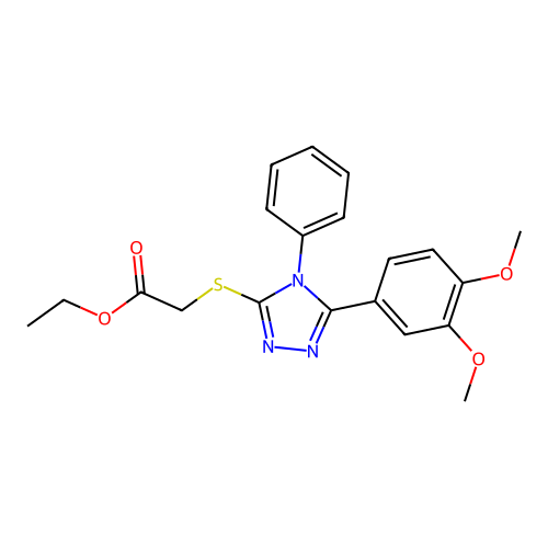 ethyl 2-{[5-(3,4-dimethoxyphenyl)-4-phenyl-4H-1,2,4-triazol-3-yl]sulfanyl}acetate structure