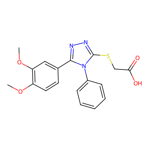 2-((5-(3,4-Dimethoxyphenyl)-4-phenyl-4H-1,2,4-triazol-3-yl)thio)acetic acid structure