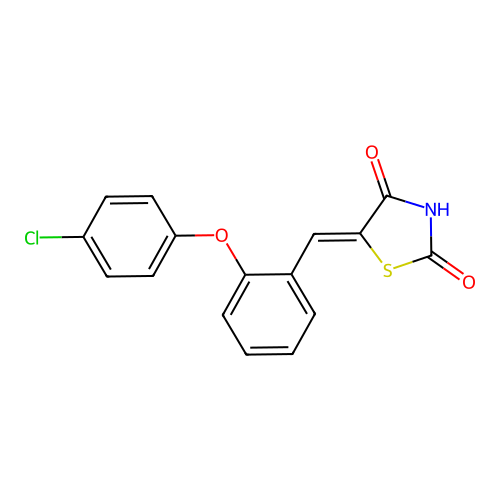 5-{(Z)-[2-(4-chlorophenoxy)phenyl]methylidene}-1,3-thiazolane-2,4-dione structure