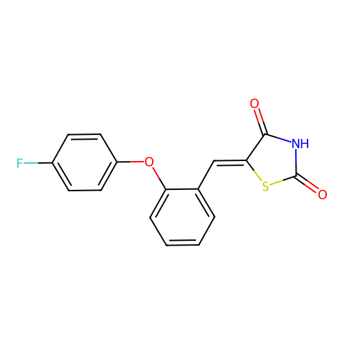 (5Z)-5-{[2-(4-fluorophenoxy)phenyl]methylidene}-1,3-thiazolidine-2,4-dione structure