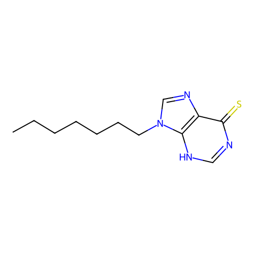 9-heptyl-3H-purine-6-thione structure