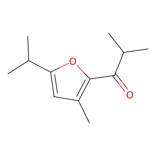 2-Methyl-1-(3-methyl-5-propan-2-ylfuran-2-yl)propan-1-one structure