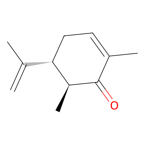 (5R,6S)-5-isopropenyl-2,6-dimethylcyclohex-2-en-1-one structure