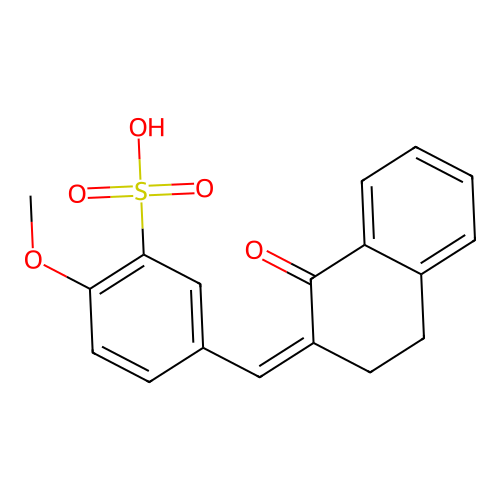 2-Methoxy-5-[(1-oxotetralin-2-ylidene)methyl]benzenesulfonic acid structure
