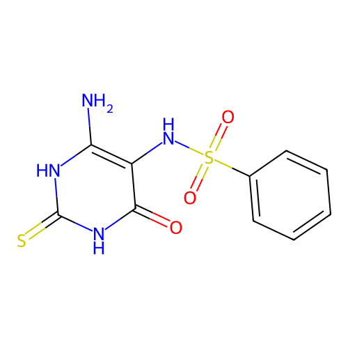 N-(6-amino-4-oxo-2-sulfanylidene-1H-pyrimidin-5-yl)benzenesulfonamide structure