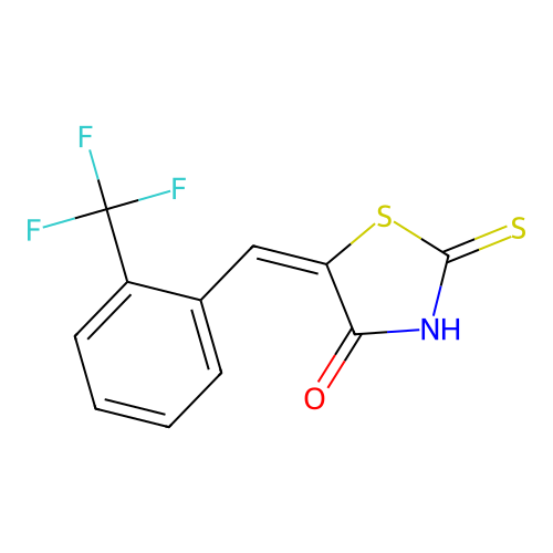 (5E)-2-mercapto-5-[2-(trifluoromethyl)benzylidene]-1,3-thiazol-4(5H)-one structure