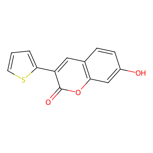 2H-1-Benzopyran-2-one, 7-hydroxy-3-(2-thienyl)- structure