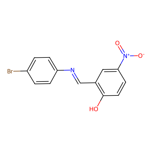 2-{(E)-[(4-bromophenyl)imino]methyl}-4-nitrophenol structure