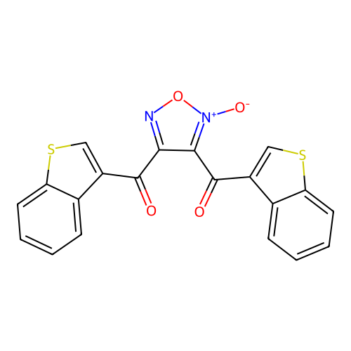 (2-Oxido-1,2,5-oxadiazole-3,4-diyl)bis(1-benzothien-3-ylmethanone) structure