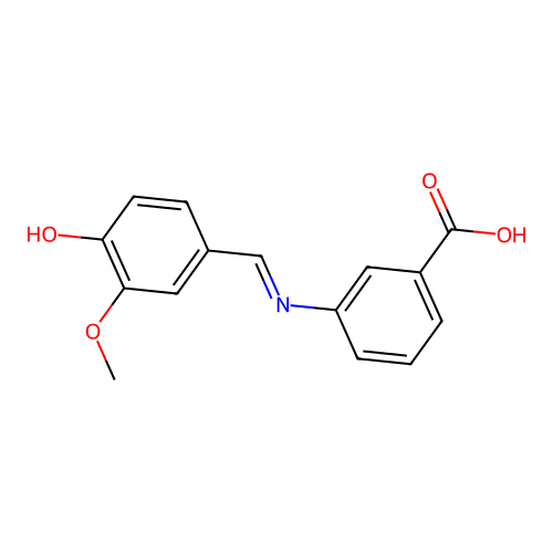 Benzoic acid, 3-[(E)-((4-hydroxy-3-methoxyphenyl)methylene)amino]- structure