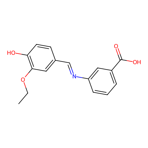 Benzoic acid, 3-[(E)-((3-ethoxy-4-hydroxyphenyl)methylene)amino]- structure