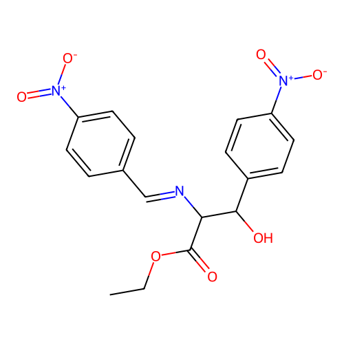 Ethyl 3-hydroxy-3-(4-nitrophenyl)-2-[(4-nitrophenyl)methylideneamino]propanoate structure