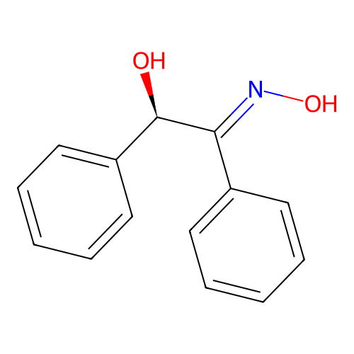 Ethanone, 2-hydroxy-1,2-diphenyl-, oxime, (1E,2R)- structure