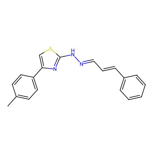 2-((E)-2-((E)-3-phenylallylidene)hydrazinyl)-4-(p-tolyl)thiazole structure